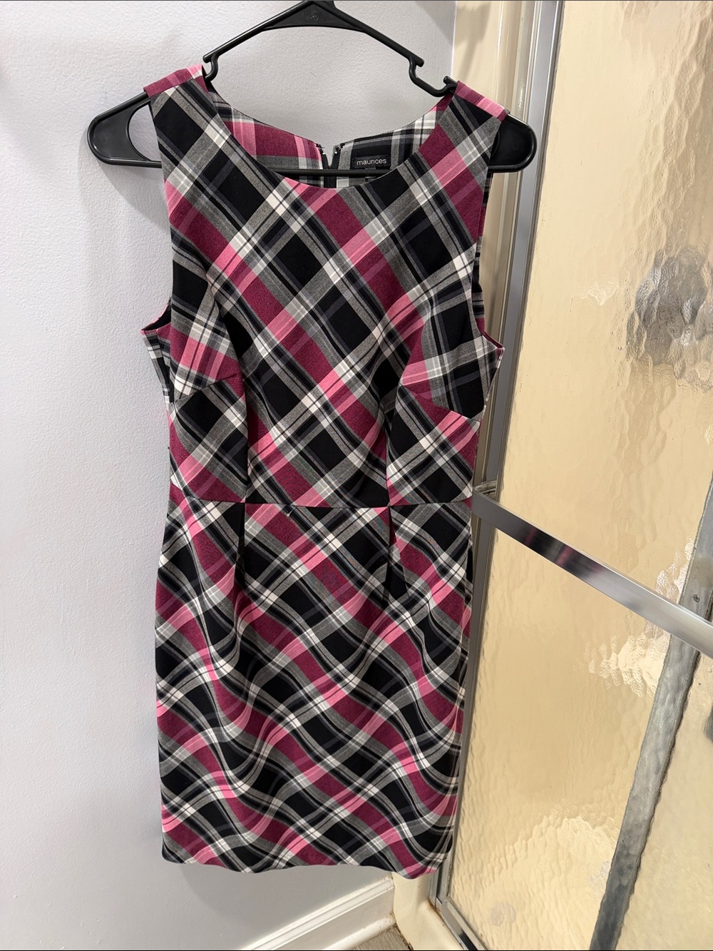 Maurices Black and Pink Plaid Midi Sheath Dress